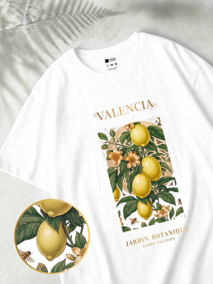 Белая футболка Secret Label, принт Valencia — лимоны и ботаника